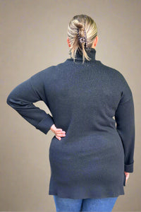 Button Cuff Turtleneck - Black