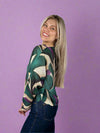 Abstract Round Printed Sweater - Green