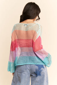 Striped Wide Sleeve Pullover Top