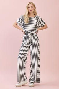 Striped Wide-Leg Pants - Ivory