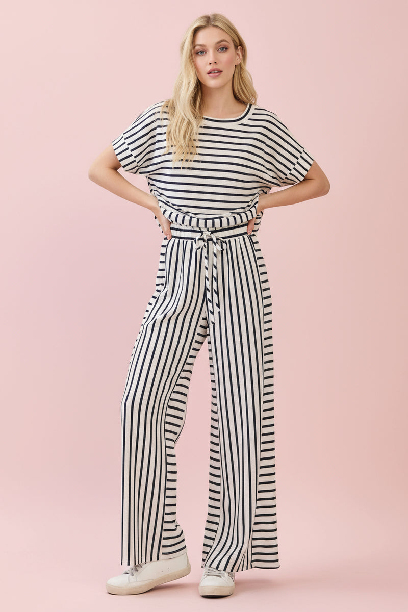 Striped Wide-Leg Pants - Ivory
