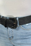 Stretchable Raffia Belt Black