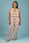 Cowl Neck Tropical Jumpsuit - Ivory