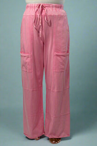 Mineral Wash High Waist Pants - Bonbon