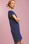Side Slit Striped T Shirt Dress - Galaxy