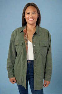 Reversible Flannel Corduroy Jacket - Green