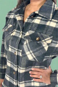 Black & Cream Plaid Long Flannel