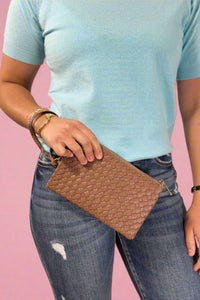 Woven Three Compartment Crossbody Bag - Khaki