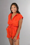 Collared Romper - Tomato