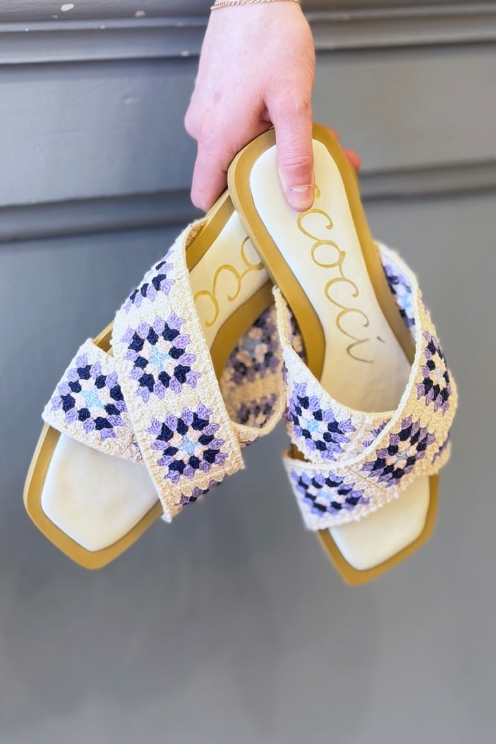Crochet Cross Upper Slide - Lilac