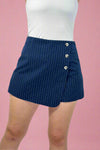 Striped Woven Skort Navy