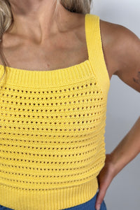Thick Strap Square Neck Tank - Sunflower