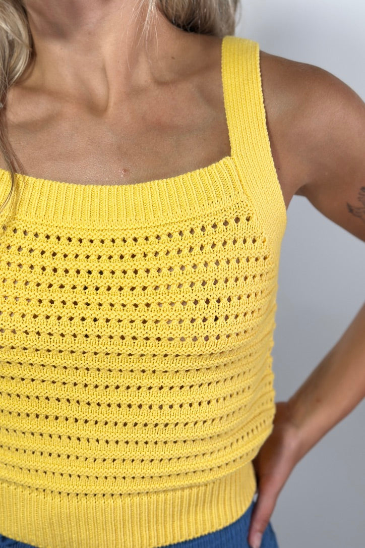 Thick Strap Square Neck Tank - Sunflower