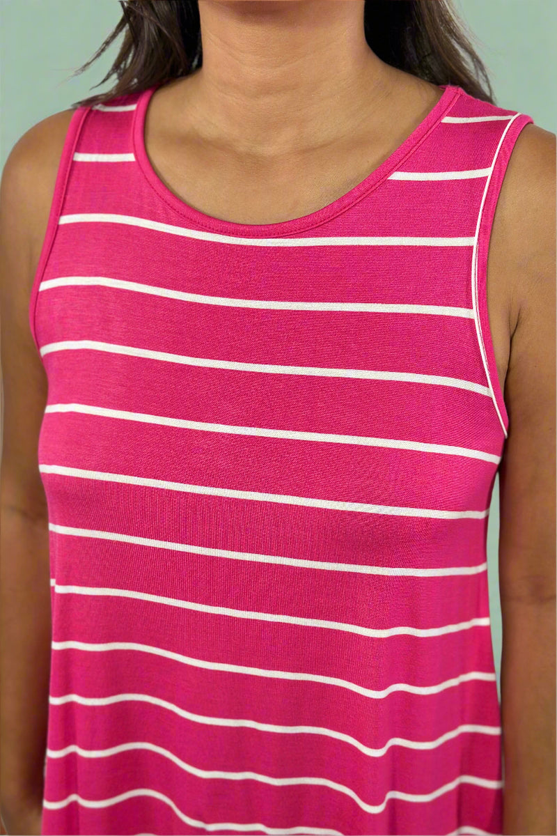 Striped Tank - Fuchsia