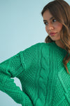 Adela Cable Knit Sweater - Lily Pad