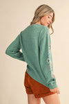 Floral Embroidery Sweater - Green