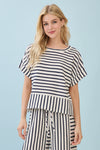 Striped Short-Sleeved Top - Ivory