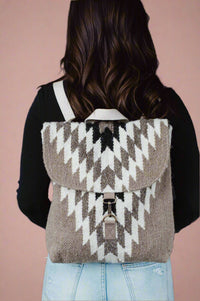 Taupe, Cream & Black Aztec Backpack