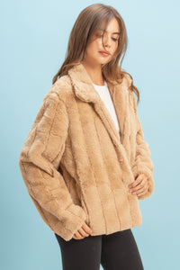 Faux Fur Jacket - Taupe
