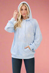 Textured Floral Hooded Pullover - Light Blue