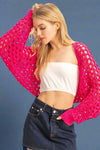 Open Stitch Bolero Cardigan - Fuchsia