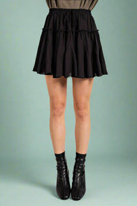 Ruffled Mini Skirt With Lining Black
