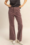 Mineral Washed Flare Pants - Brown