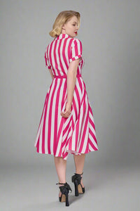 Christine Stripey Dress - Pink