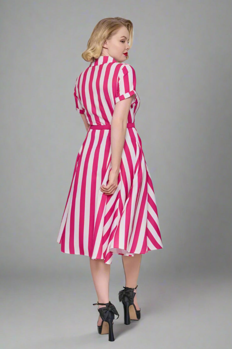 Christine Stripey Dress - Pink