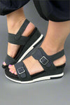 Lyra Double Strap Sandal - Black