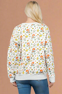 Floral & Mushroom Sweatshirt - Grey