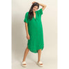 Casual Buttoned Shirts Midi Dress - Green