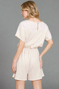 Solid Crinkle Romper - Almond