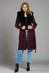 Cosmopolitan Faux Fur-Trimmed Plaid Coat