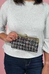 Karen Kiss Lock Clutch - Tweed
