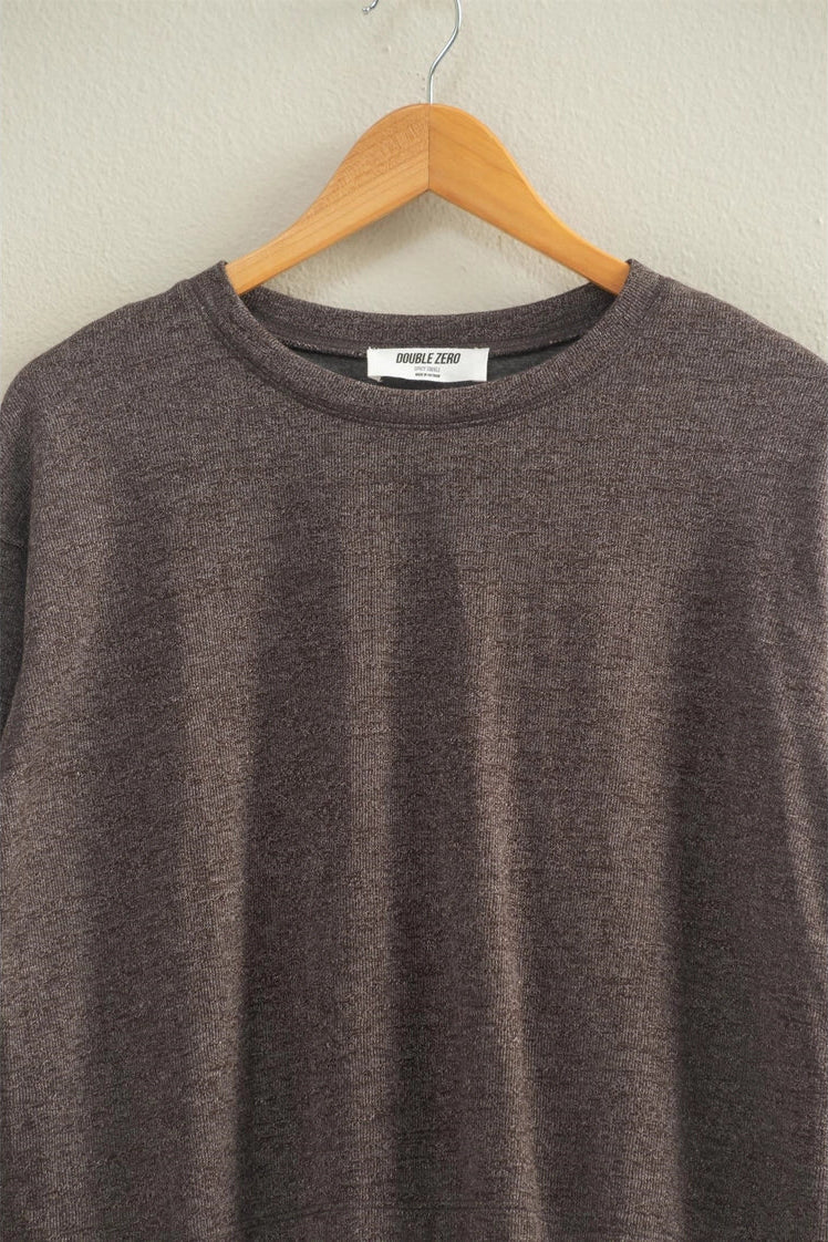 Crew Neck Cozy Sweatshirt - Chocolate