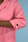 Roll Up Sleeve Open Blazer - Pink