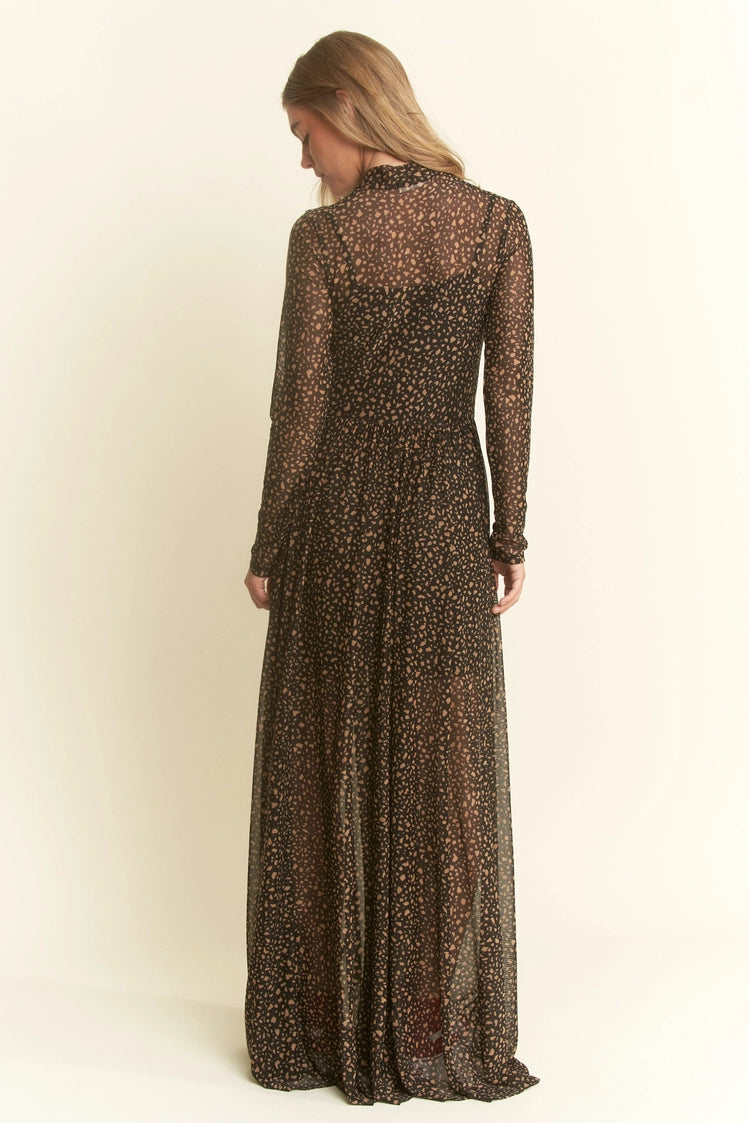Animal Print Mesh Maxi - Black