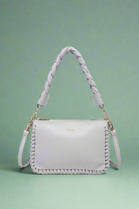 Judith Whipstitch Trim Shoulder Bag - Grey