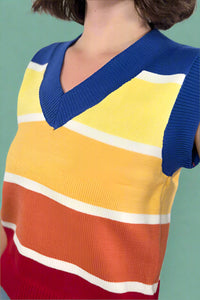 Knit Vest Retro Stripe Multicolor
