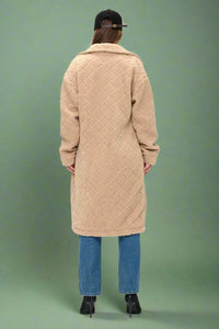 Diamond Sherpa Duster Coat - Khaki