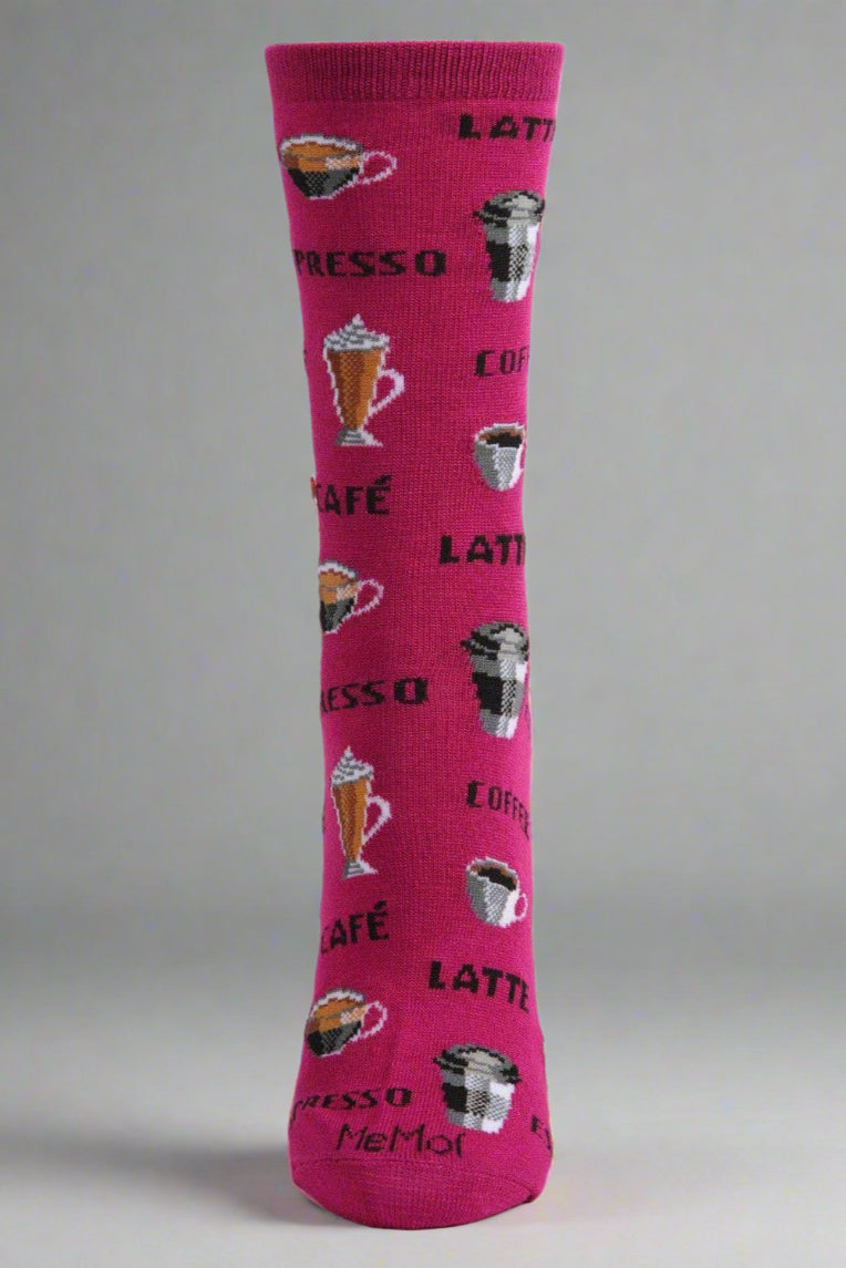 Coffee Bamboo Crew Socks 9-11 - Fuchsia