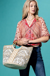 Myth Jute Wood Handle Tote Bag