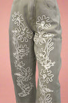Floral Embroidered Barrel Pants - Sage