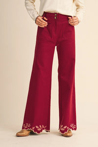Cowgirl Embroidery High Rise Flared Pants