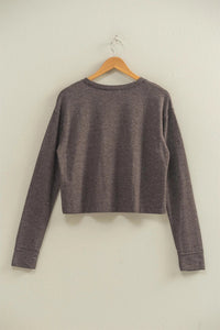 Crew Neck Cozy Sweatshirt - Chocolate