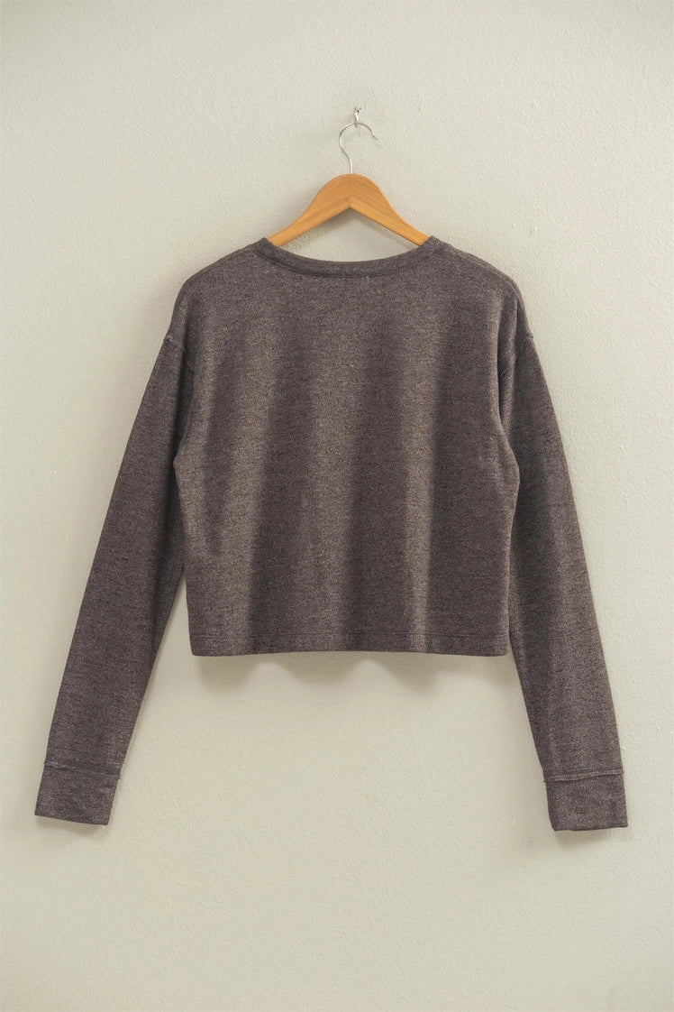 Crew Neck Cozy Sweatshirt - Chocolate
