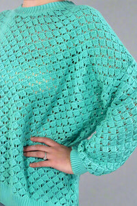 Light Weight Open Knit Sweater - Atlantis Green