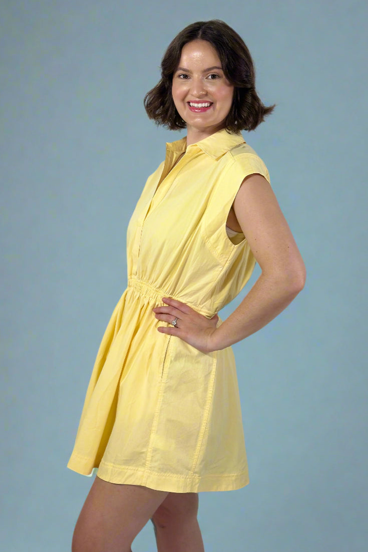 Flirty Collared Mini Dress - Creamy Yellow