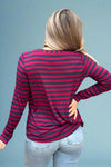 Long Sleeve Stripe Top Purple